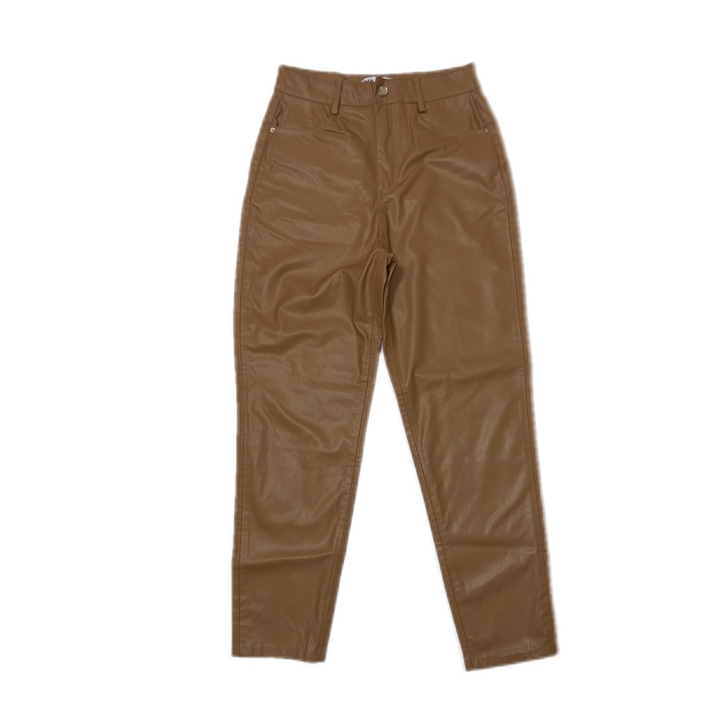 Zara Faux Leather High-Waist Leggings – Size 4 (Brown)